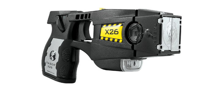 Black TASER X26 with Silver Cartridge