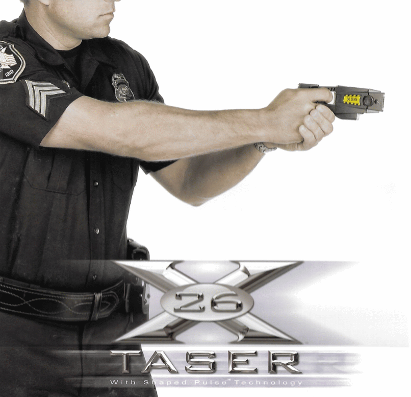 Officer deploying the TASER X26